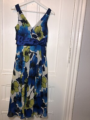#ad NWT Evan Picone “Get Dressed” Formal Cocktail Blue Green Floral Dress 8 $24.95