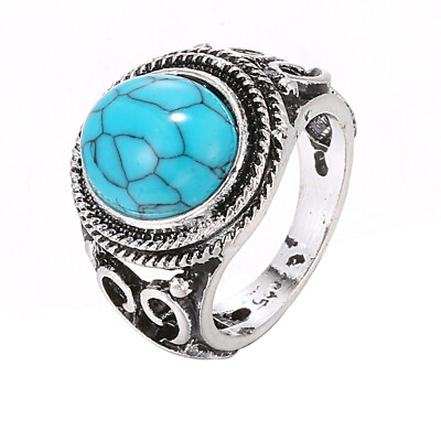 #ad Turquoise Jewelry Boho 925 Silver Turquoise Gemstone Ring Wedding Women Men Gift C $1.68