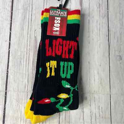 #ad #ad Light it Up 420 Green Christmas Socks Gift Red Yellow Two Sox Brand $5.99