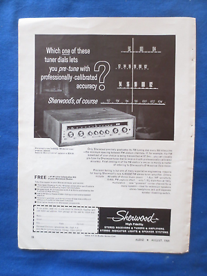 #ad Sherwood S 8000 IV Tuner Amp Magazine Ad Audio August 1964 Original C $25.75