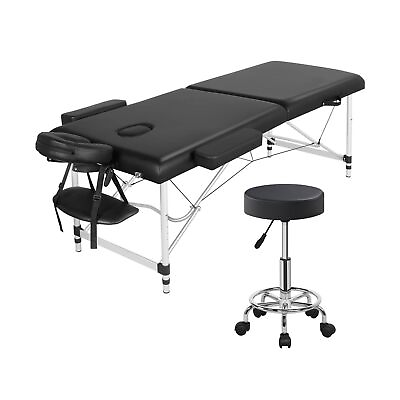 #ad Yaheetech 28quot; Wide Aluminium 2 Folding Massage Table with Rolling Stool Porta... $171.99