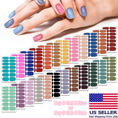 #ad Full Size Nail Wraps Stickers Polish Manicure Art Self Stick Decor 3D Strips USA $1.95