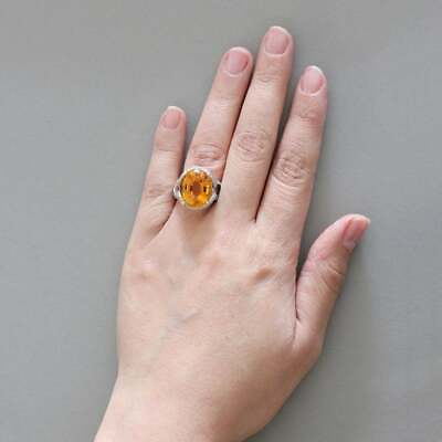 #ad Classic Statement With This Elegant 11.85 Carat Oval Cut Citrine amp; White CZ Ring $280.00
