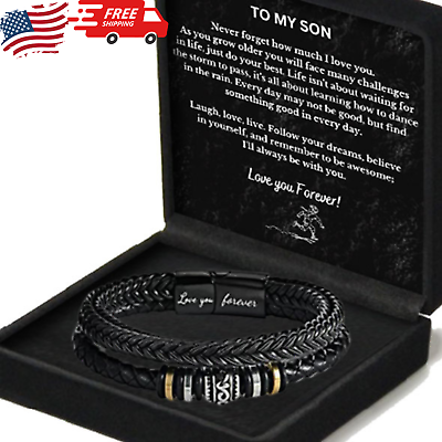 #ad To My Son Gift for Son Bracelet Love from Mom Dad Forever Birthday Graduation $29.99