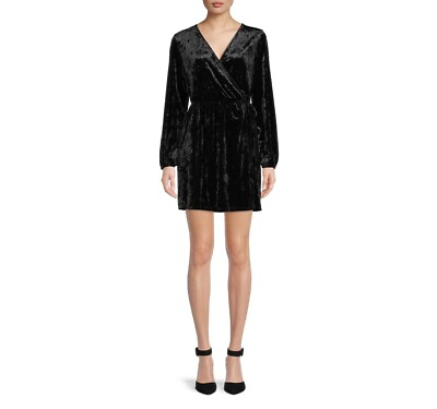 The Get Women#x27;s Long Sleeve Velvet Wrap Mini Dress Anthracite Size XXL $28.22