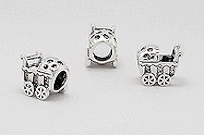 #ad 2.4g Solid Sterling Silver 10mm Baby Carriage Bracelet Necklace Focal Bead 0.39quot; $22.49