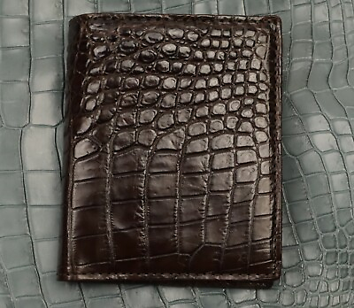 #ad Double side genuine Alligator Crocodile leather skin brown bifold wallet for Men $75.00