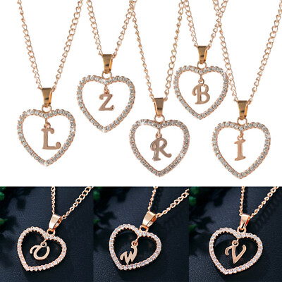 #ad Rose Gold Alphabet Letter Initial Friendship Bridesmaid Gift Chain Necklace GBP 2.49