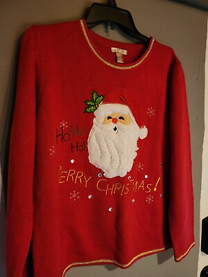 #ad Vintage White Stag Christmas Size Xl 16 18 Santa Sweater. $10.00