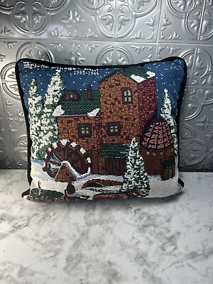 #ad Christmas Dept 56 Dickens Village Shops Goodwin Weavers Tapestry Pillow Vintage $21.00