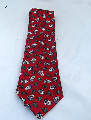 #ad SANTA CLAUS Vtg Ugly Christmas Tree Holiday Mens Red Necktie Novelty Neck Tie $4.60