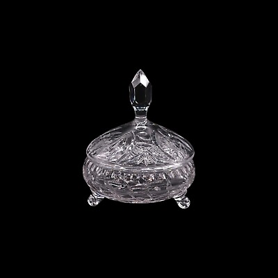 #ad Vintage Cut Glass Footed Candy Dish or Compote with Lid $185.00