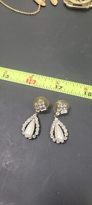 #ad Beautiful Rhinestone amp; Faux Pearl Drops Dangle  Pierced Earrings $1.00