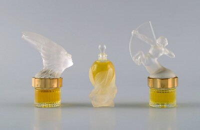 Three Lalique perfume bottles. Late 20th century. $300.00