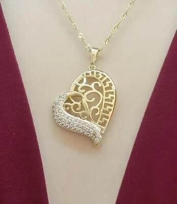 #ad 2Ct Round Cut Simulated Diamond Heart Women#x27;s Pendant In 14K Yellow Gold Plated $132.30