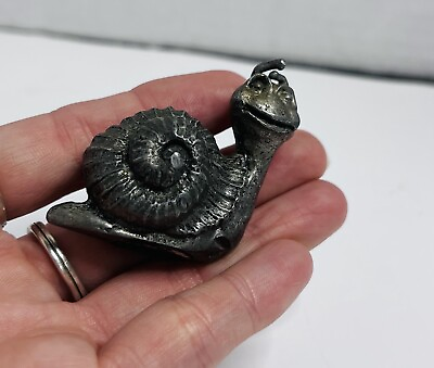#ad Pewter Snail R B Signed Patina 2quot; Mini Miniature Animal Figure $9.99
