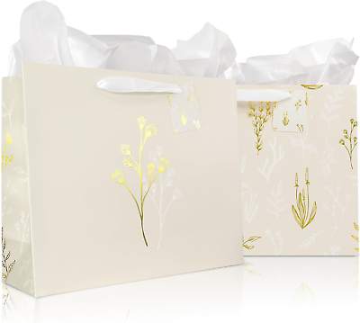 #ad Beautiful Gift Bags Set of 2 Large 13quot; Bags with Handles Incl. Matching Tissue $15.88