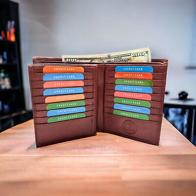 #ad Men#x27;s Genuine Leather Bifold Wallet Hipster Credit Card ID Holder RFID Blocking $14.65