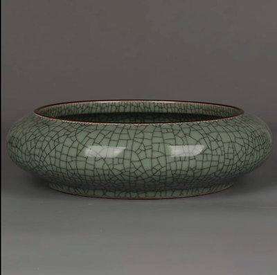 #ad 11quot; China old Song dynasty Porcelain ge kiln Green glaze Ice crack Brush Washer $215.00