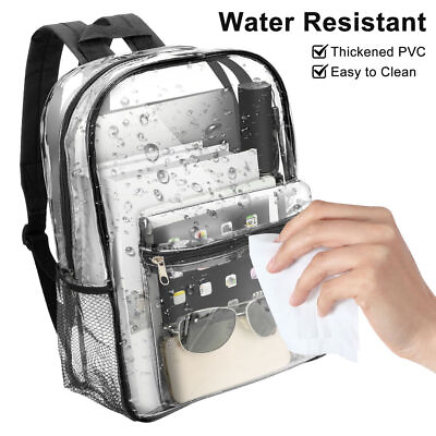 #ad Clear Backpack Heavy Duty PVC Transparent Shoulder Handbag Waterproof School Bag $11.98