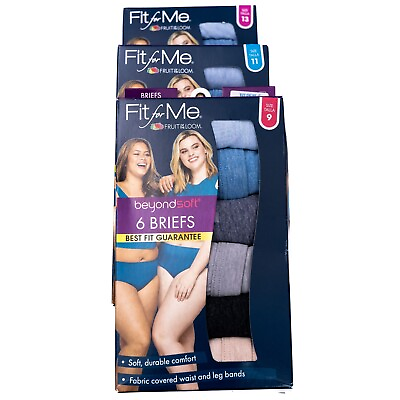#ad New Fit For Me Ladies 6 Pack Beyond Soft Briefs Plus Sizes 9 10 11 12 13 $17.99