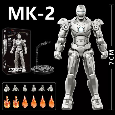 #ad Iron Man MKII Suit Mini Action Figure Building Block Base Stand Holder Effect $7.86