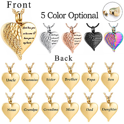 #ad Angel Wing Heart Cremation Jewelry for Ashes Urn Necklace Lockets for Ashes Gift $10.95