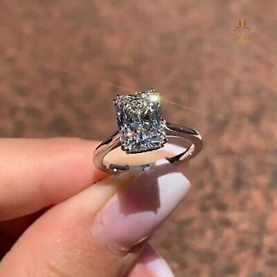 #ad 3 Carat Radiant Cut Lab Created Diamond Engagement Ring 14K White Gold Plated $91.76