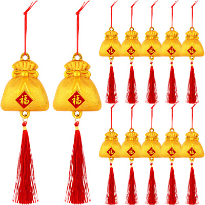#ad 12Pcs Chinese New Year Tassel Hanging Ornaments for Good Fortune $11.76