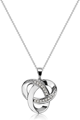 #ad Love Knot Necklace Sterling Silver Diamond Accent Love Knot Pendant Necklace F $33.99