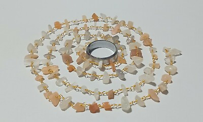 #ad 10 Feet Multi Moonstone Chip 4 6mm Rosary Beaded Chain 24k Gold Plated Wire $20.29