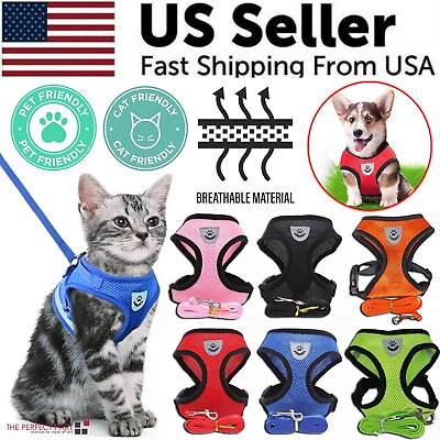 #ad Cat Dog Pet Harness Adjustable Control Vest Dogs Reflective S M L XL Leash $5.29