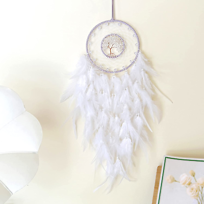 #ad Dream Catchers White Dream Catcher Tree of Life Wall Decor with Natural Healin $22.48