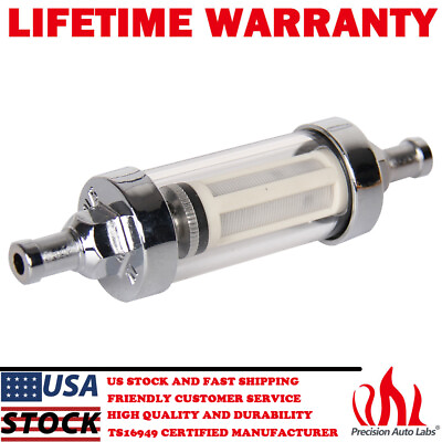 #ad Universal Chrome amp; Glass Washable Fuel Petrol Diesel Inline Filter 8mm 5 16quot; $9.99