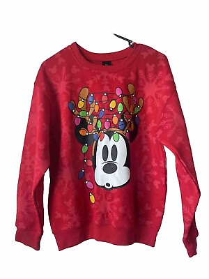 #ad Disneyland Mickey Mouse Christmas Size Medium Unisex Red Fleece $39.99