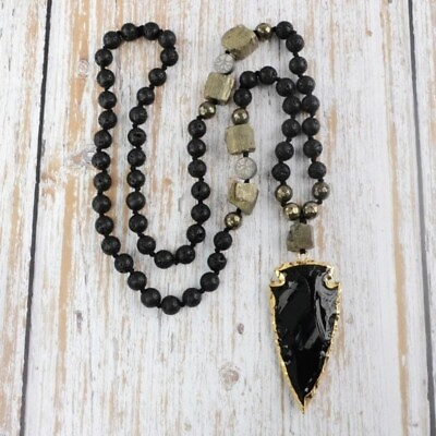 #ad Lava Obsidian Mala Bead Healing Meditation Men Women Knotted Pendant Necklace $18.99