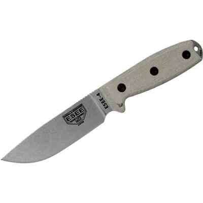 #ad ESEE Model 4 Plain Edge Fixed Blade 4.5quot; S35VN Steel Full Tang Micarta Handle $210.63