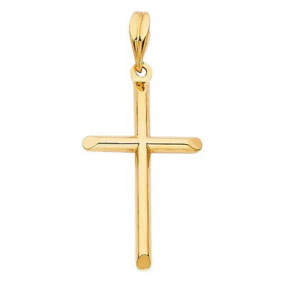 #ad Genuine Real 14K Yellow Gold Cross Jesus Crucifix Religious Charm Pendant $92.84