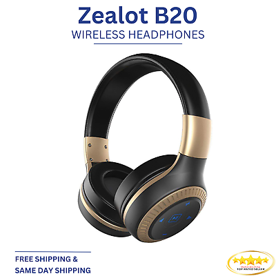 #ad Zealot B20 Wireless Bluetooth Headphone Over the Ear 3D Sound Noise Cancellation $35.99