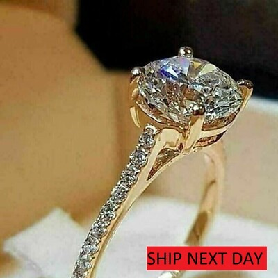 #ad 2CT Round Cut Lab Created Diamond Women#x27;s Engagement Ring 14K Rose Gold Plated $119.99
