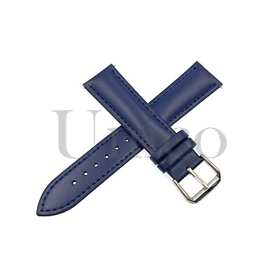 #ad 18 20 22 MM Genuine Leather Watch Band Strap Fits for Seiko Quick Release Blue $13.99