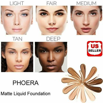 #ad PHOERA Foundation Makeup Full Coverage Fast Base Brighten long lasting Shade US $6.98