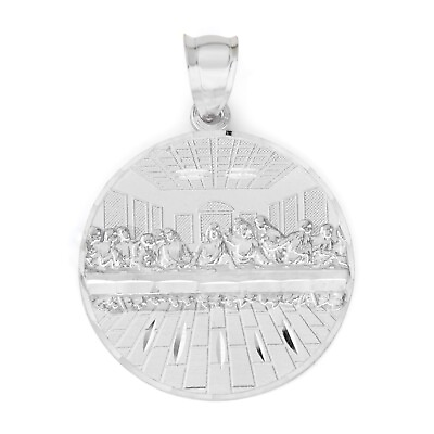 #ad 925 Sterling Silver Saint Last Supper Pendant Jesus Piece Religious Jewelry $45.00