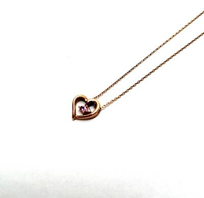 #ad 4Dossie K10 0.5G Pink Gold Necklace With Heart Stone $121.15