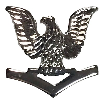 #ad US Navy Eagle Hat Badge Brooch Pin Vintage Military Vanguard V 21 N Silver Tone $9.90
