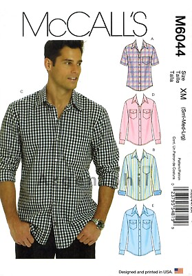 #ad McCall 6044 Men#x27;s Long Short Sleeve Shirt Casual Western SM XXXl Sewing Pattern $12.95