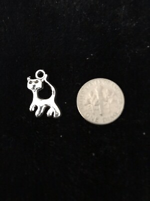 #ad Cat kitty antique silver charm pendant for bangle bracelet or Necklace Charm $10.00