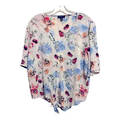 #ad TAMARAH ELEGANT FLORAL KNOTTED BLOUSE PULLOVER SIZE XL $14.64