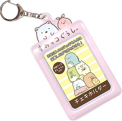 #ad JAPAN Sumikko Gurash Polar Bear Pink ID Pass Picture Key Ring Silver Clip Holder $15.98