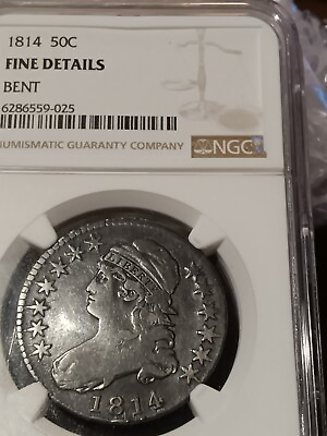 #ad 1814  SILVER US CAPPED BUST HALF DOLLAR COIN NGC   1039075 mintage. $299.00
